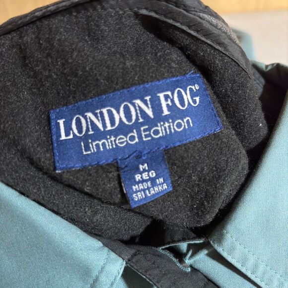 London Fog Limited Edition Button Front Lined Long Sleeve Coat Blue Medium - Picture 7 of 9